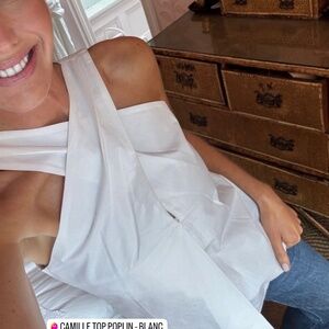 Camille Top Poplin in Blanc